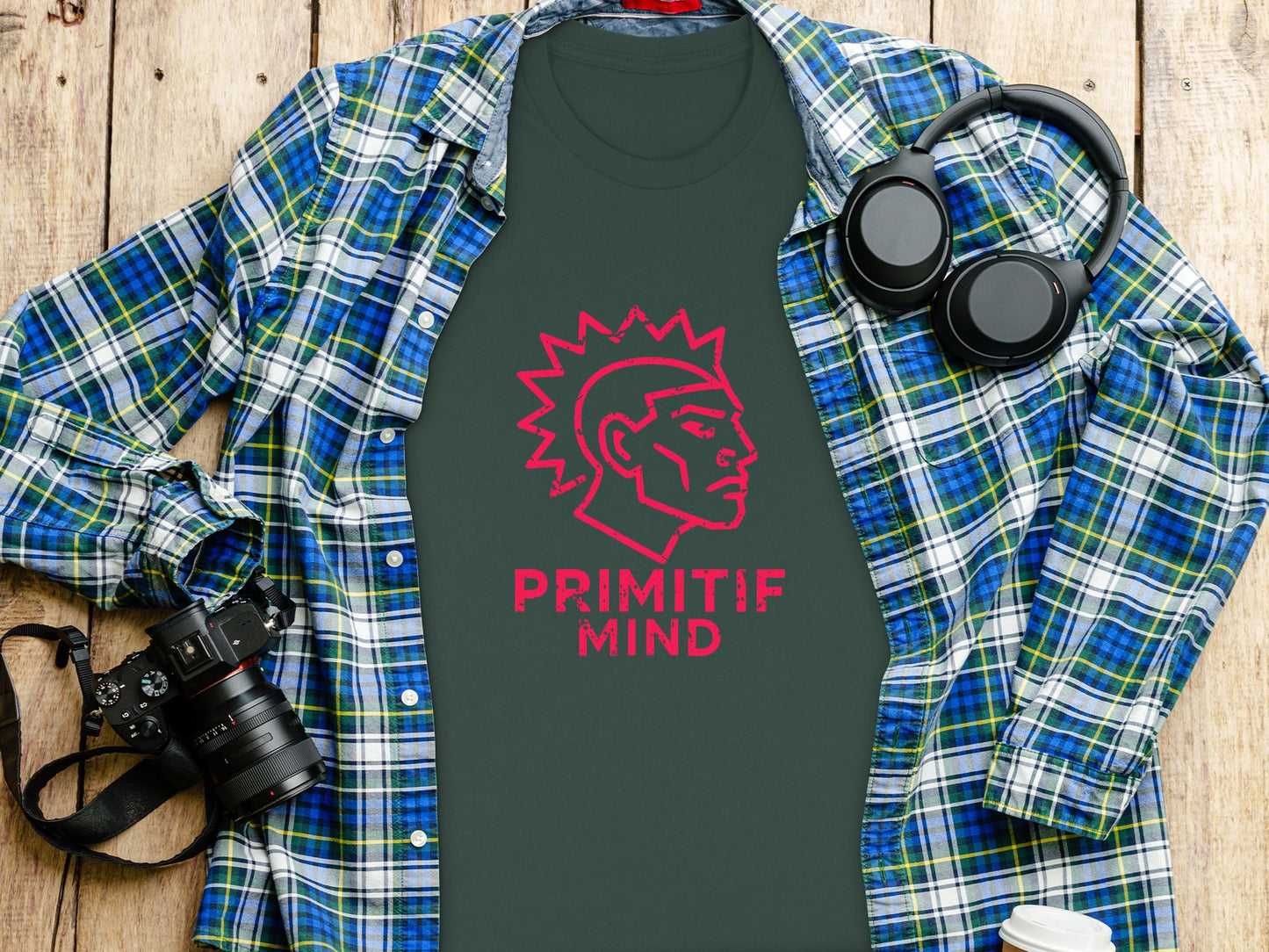 Primitif Mind Headphones Camera Plaid Shirt product type