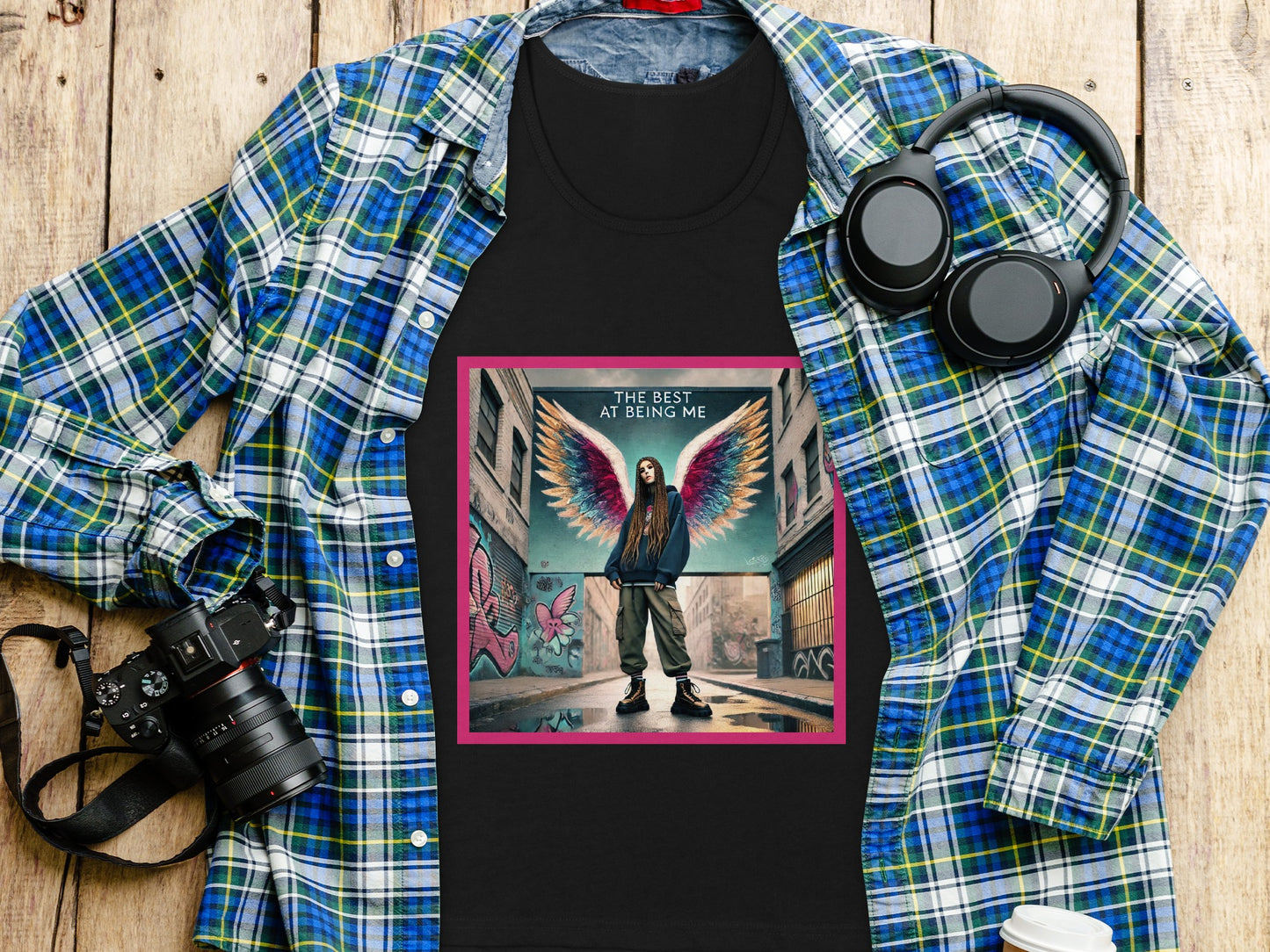 The Best at Being Me Graphic Art on Black Shirt product