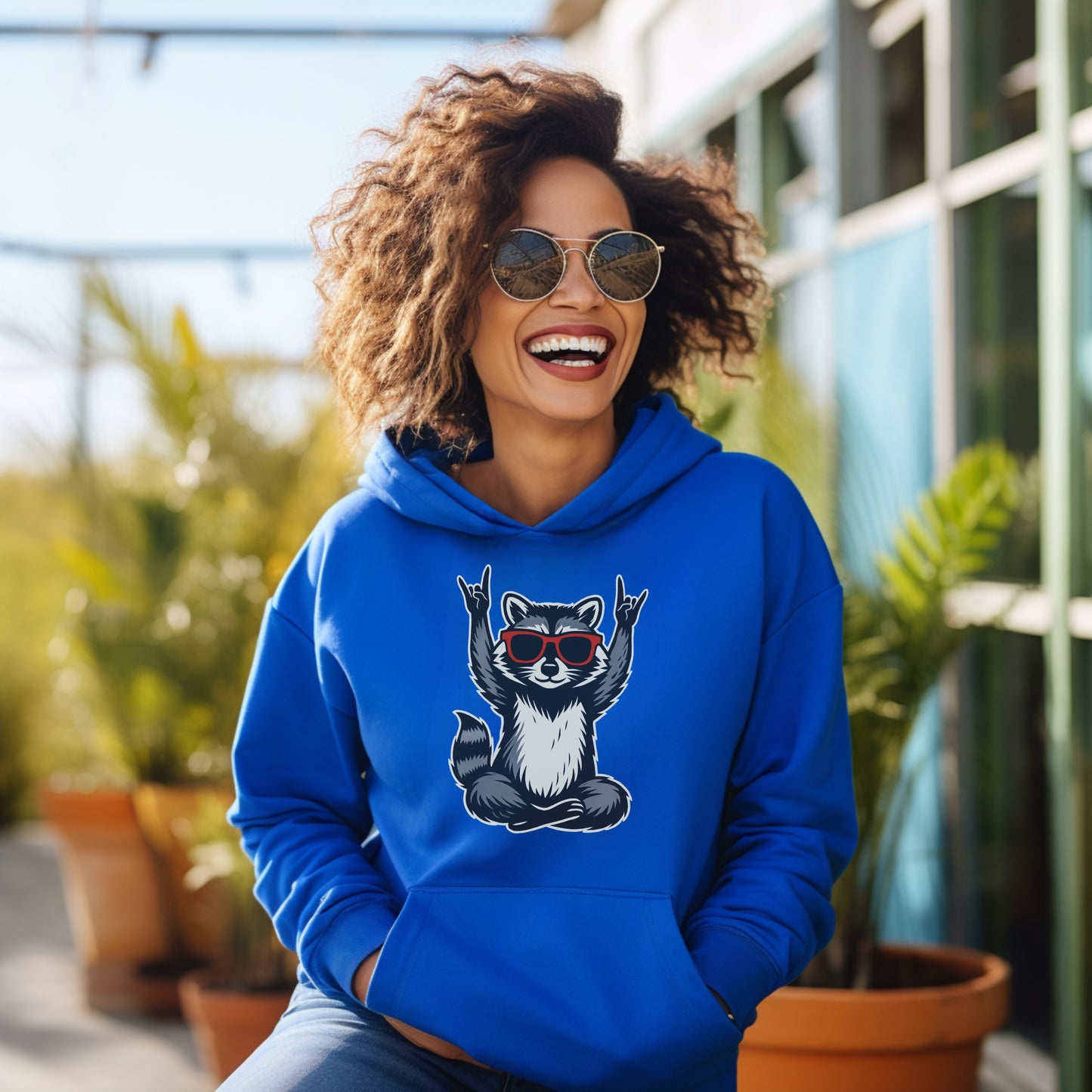 Rocking Raccoon With Attitude Streetwear Style Hoodie