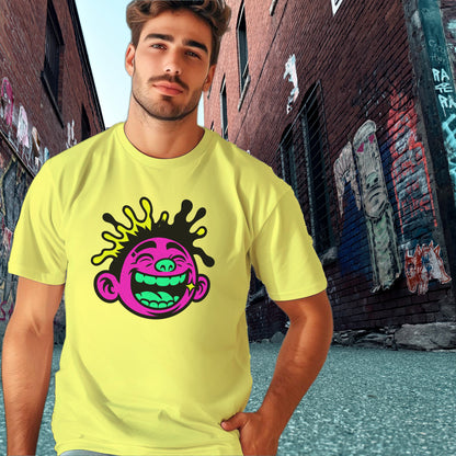 Bright Yellow Shirt with Graffiti Art Face Design