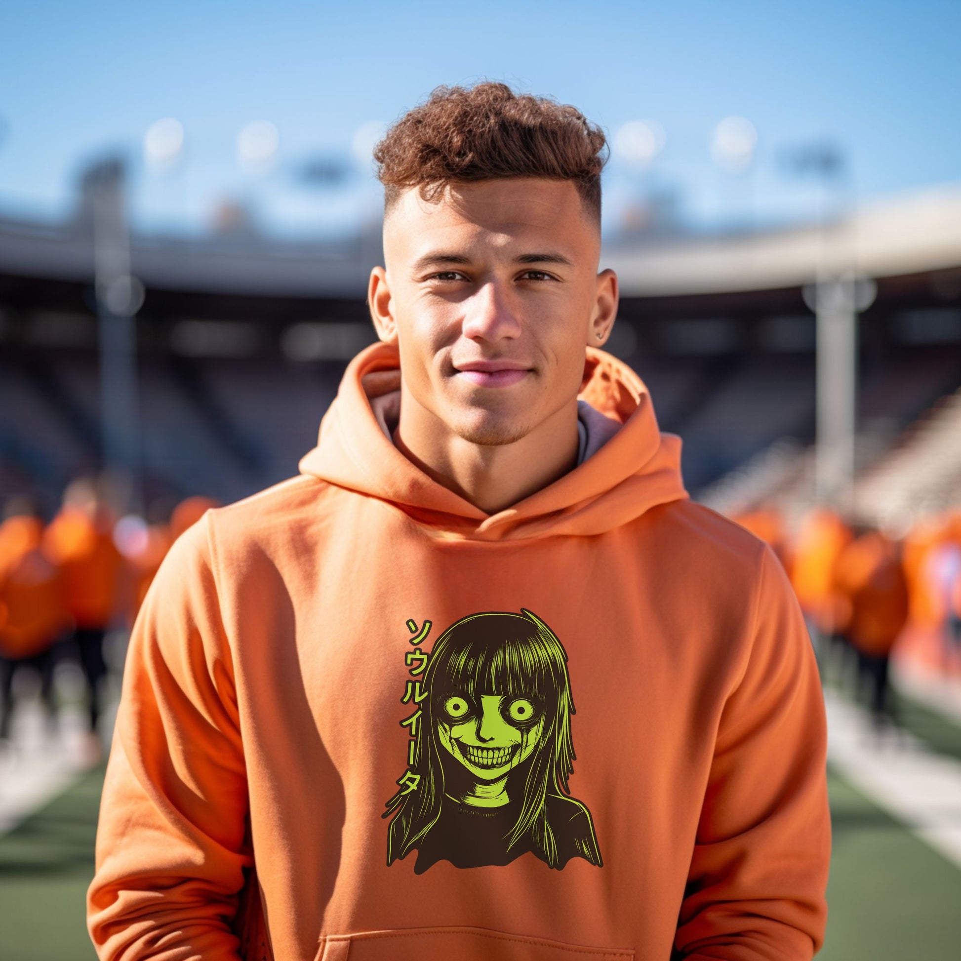 Creepy Smiling Character Hoodie for Anime Enthusiasts