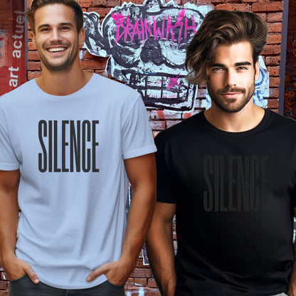 Trendy Graphic Tees with SILENCE Print for Men