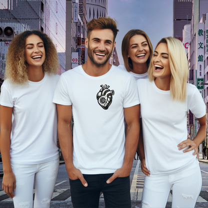 Stylish Streetwear White T-Shirts with Heart Design