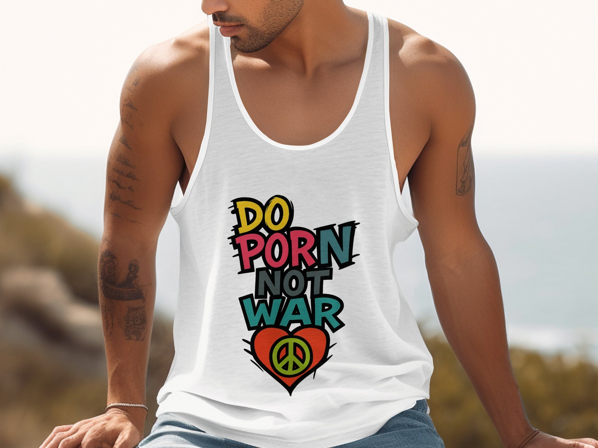 Do Porn Not War Peace Sign Graphic Tank product
