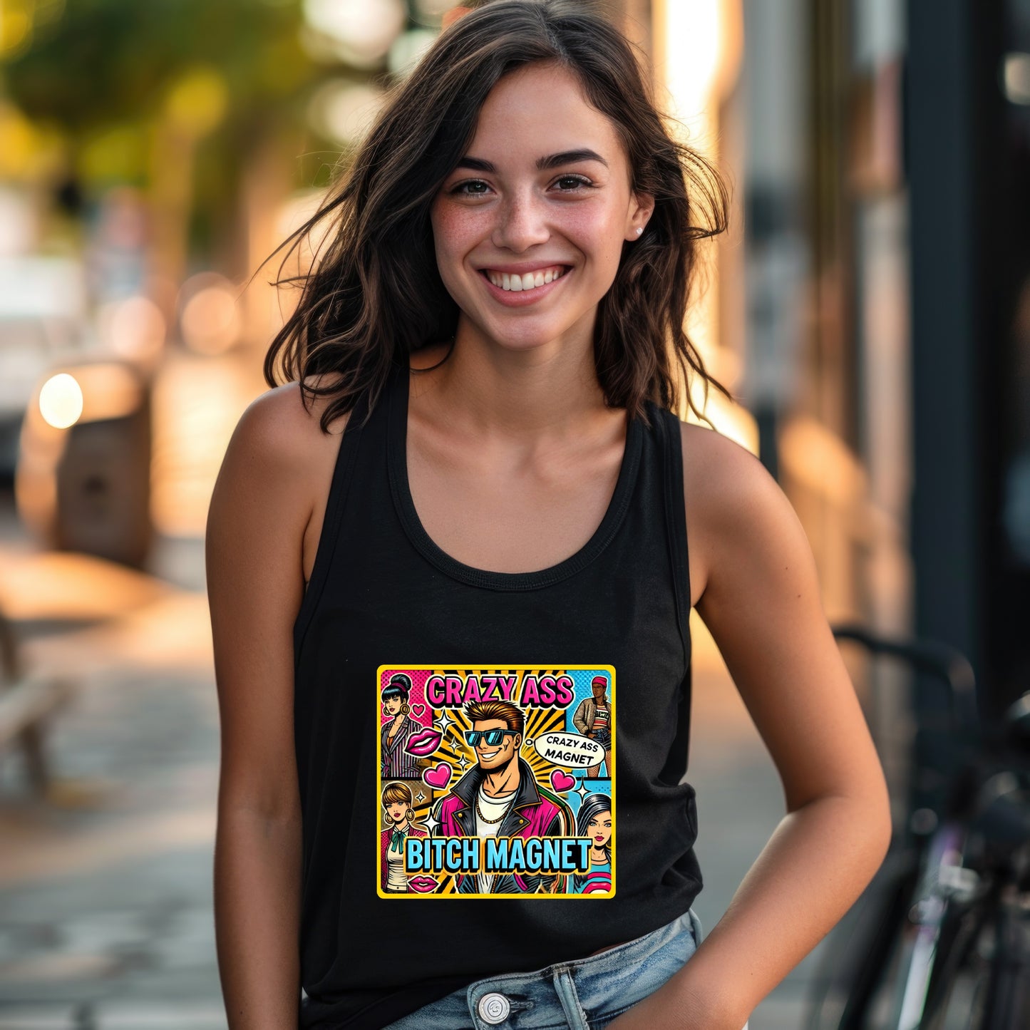 Crazy Ass Bitch Magnet Colorful Graphic Tank product type