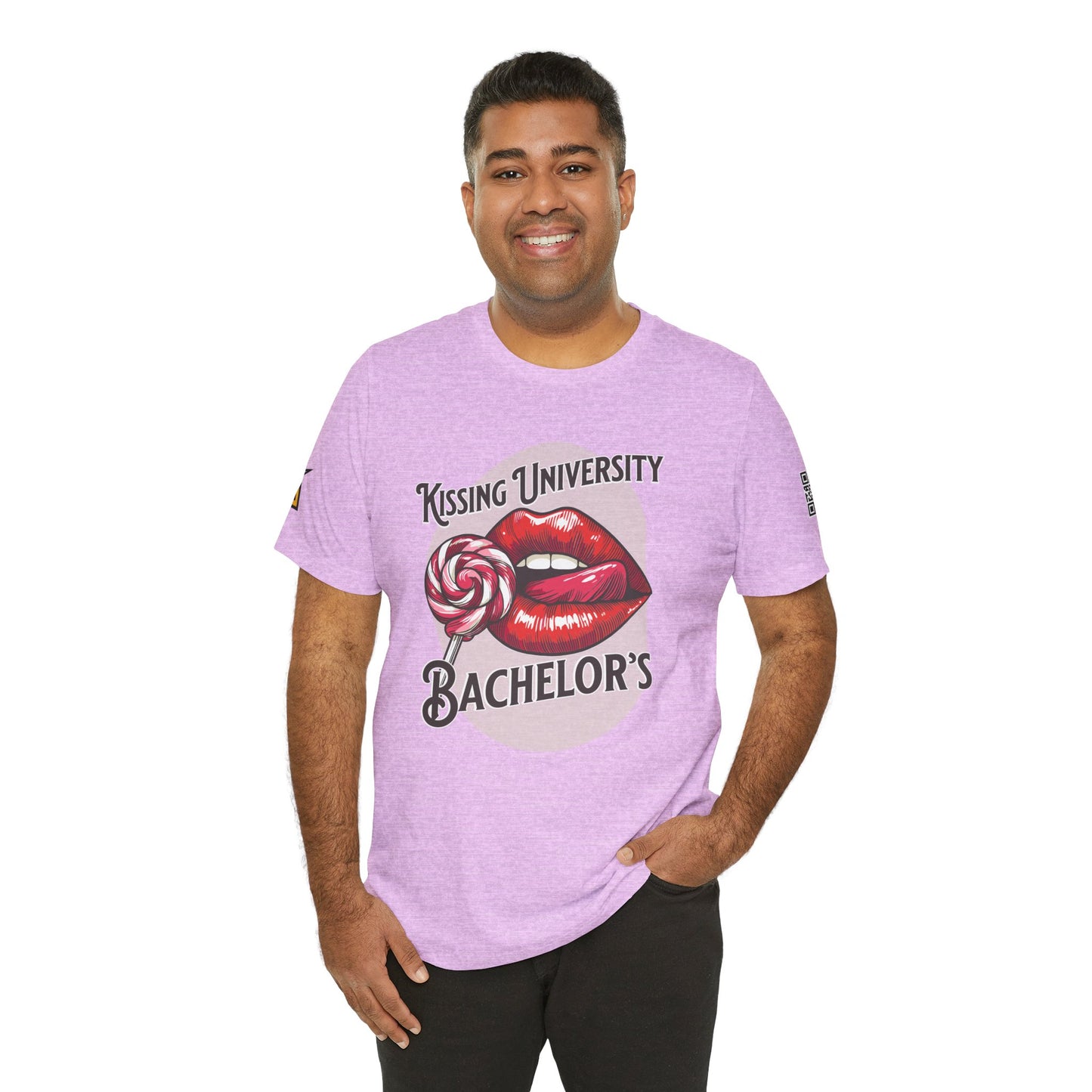 Kissing University Bachelor’s Graphic T-Shirt | Flirty Retro Tee | Funny Kissing Shirt
