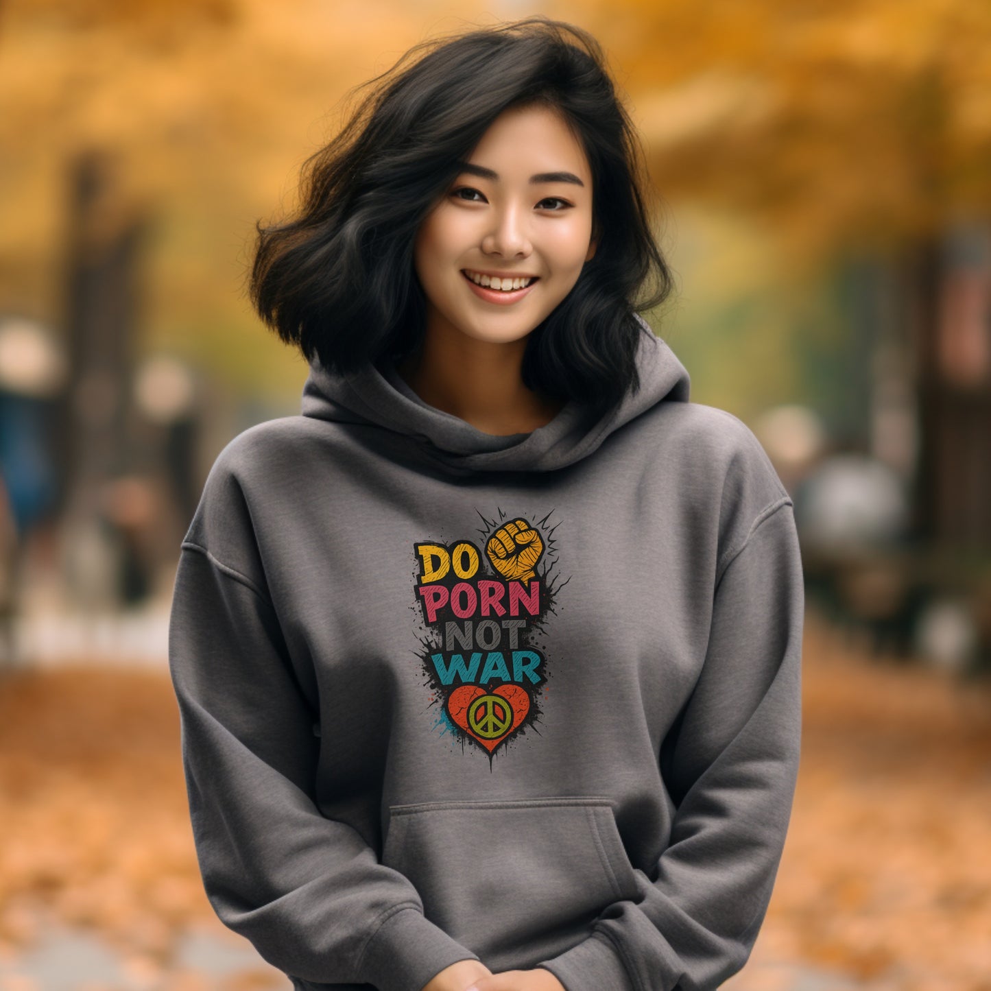 Do Porn Not War Grey Hooded Sweatshirt product type