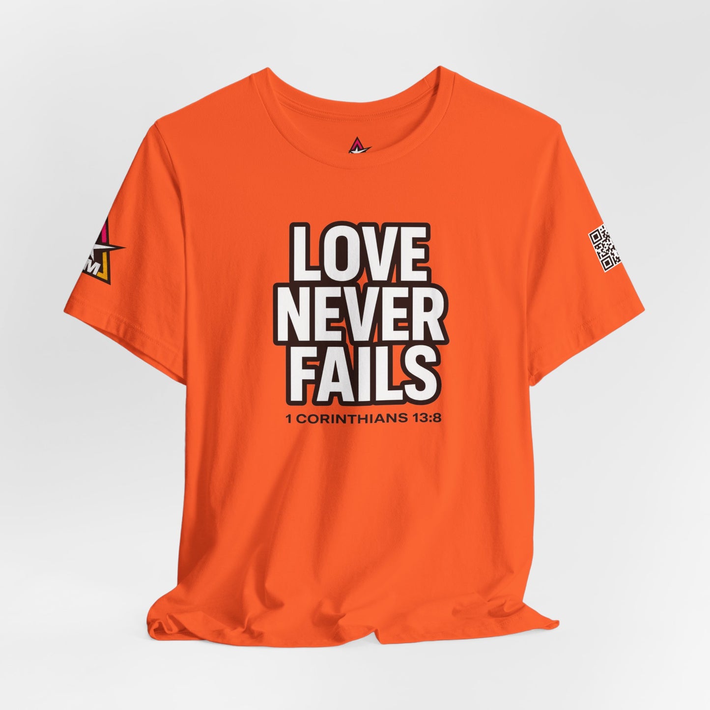 Love Never Fails Graphic T-Shirt | 1 Corinthians 13:8 Christian Tee | Faith & Love Streetwear