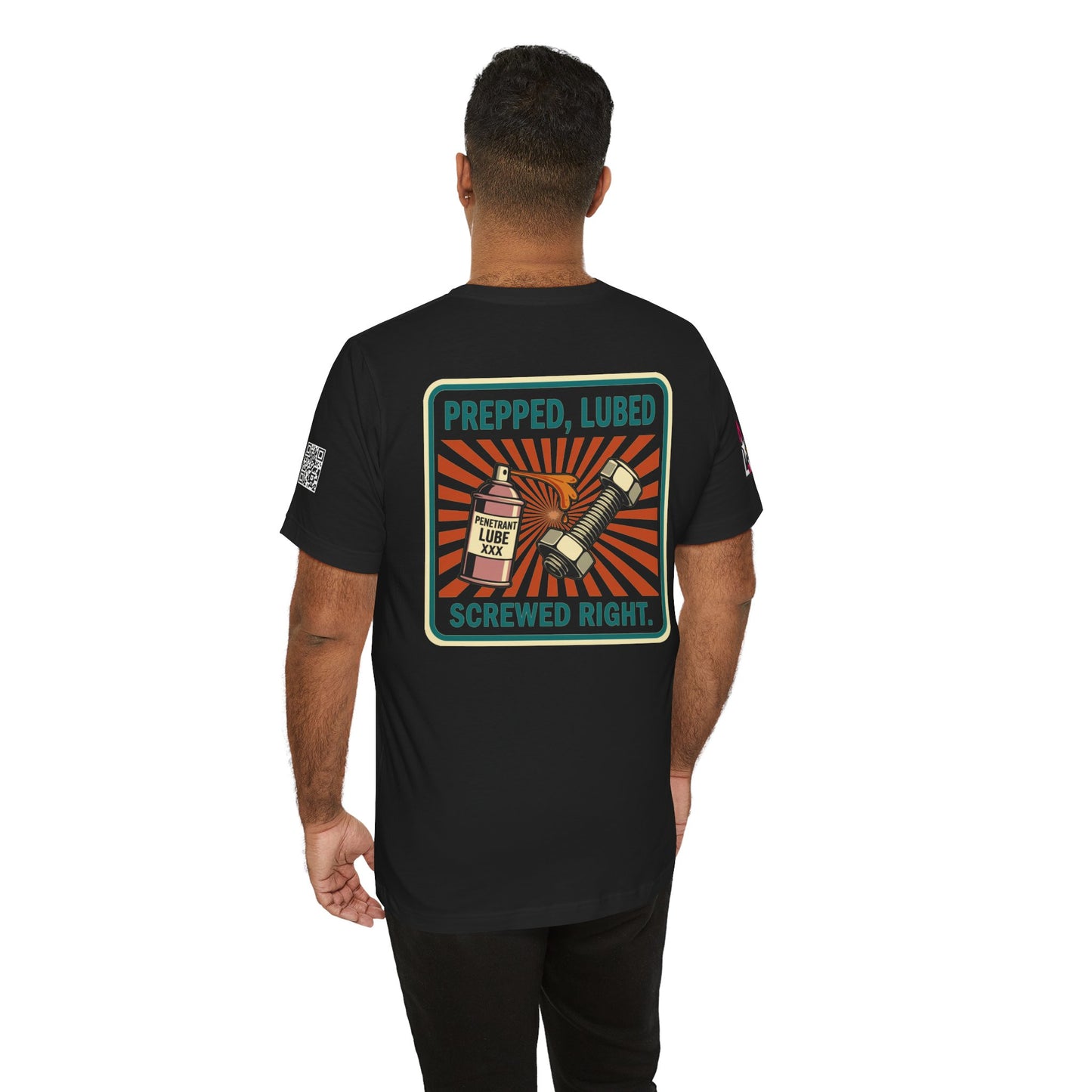 PREPPED, LUBED, SCREWED RIGHT Graphic T-Shirt | Mechanic Humor Tee | Funny Garage Shirt | Vintage Streetwear Tee