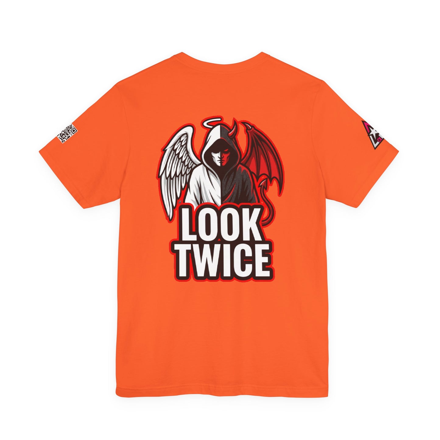 LOOK TWICE Angel & Devil Graphic T-Shirt | Duality Streetwear Tee | Good vs Evil Shirt | Unisex Graphic Tee