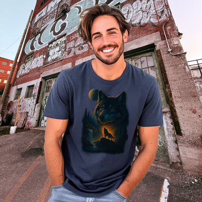 Wolf and Moon Graphic T-Shirt for Men