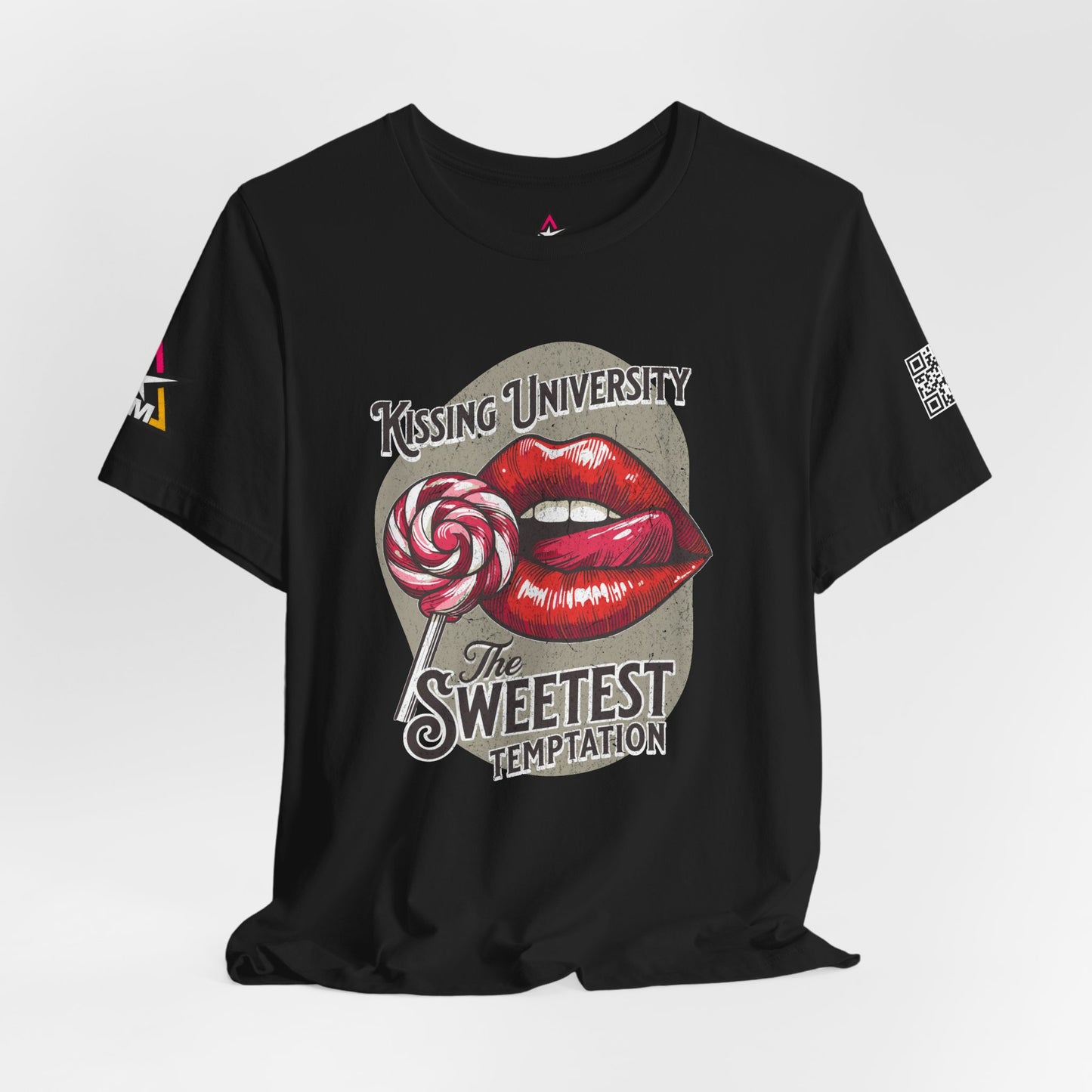 Kissing University Graphic T-Shirt | Sweetest Temptation Tee | Flirty Retro Streetwear Shirt