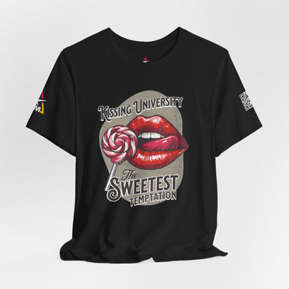 Kissing University Graphic T-Shirt | Sweetest Temptation Tee | Flirty Retro Streetwear Shirt