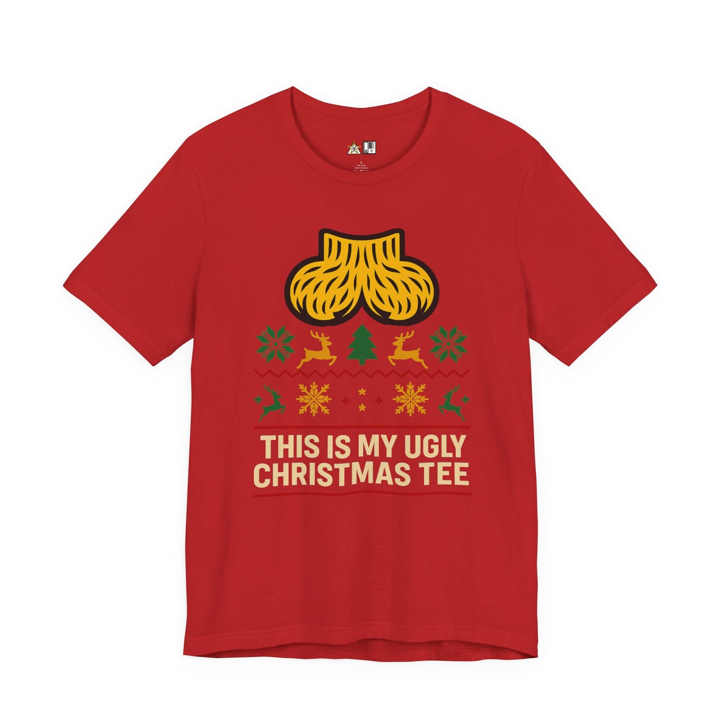 This Is My Ugly Christmas Tee Bold Reindeer & Gold Balls Ornament Holiday T-Shirt