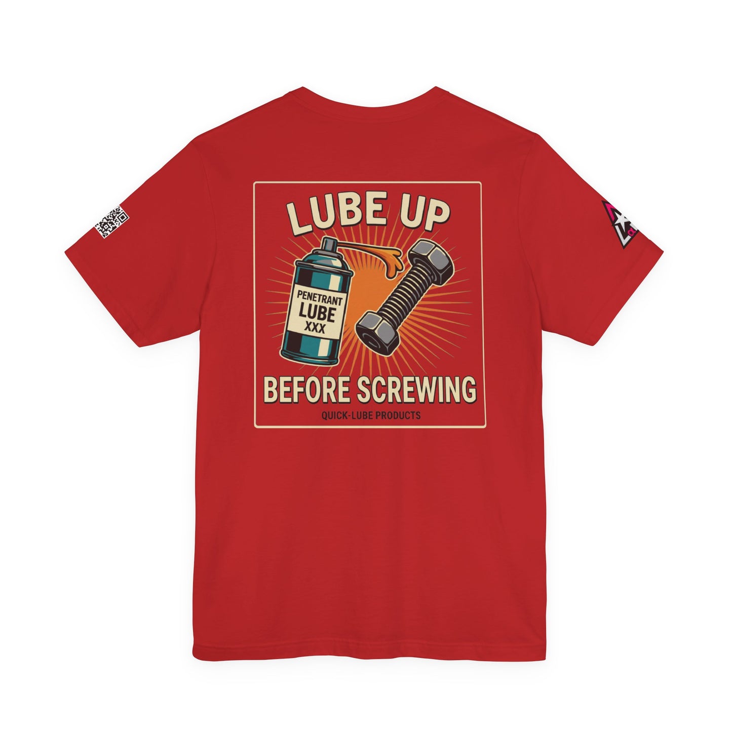 LUBE UP BEFORE SCREWING Graphic T-Shirt | Funny Mechanic Tee | Dirty Garage Humor Shirt | Vintage Automotive Tee