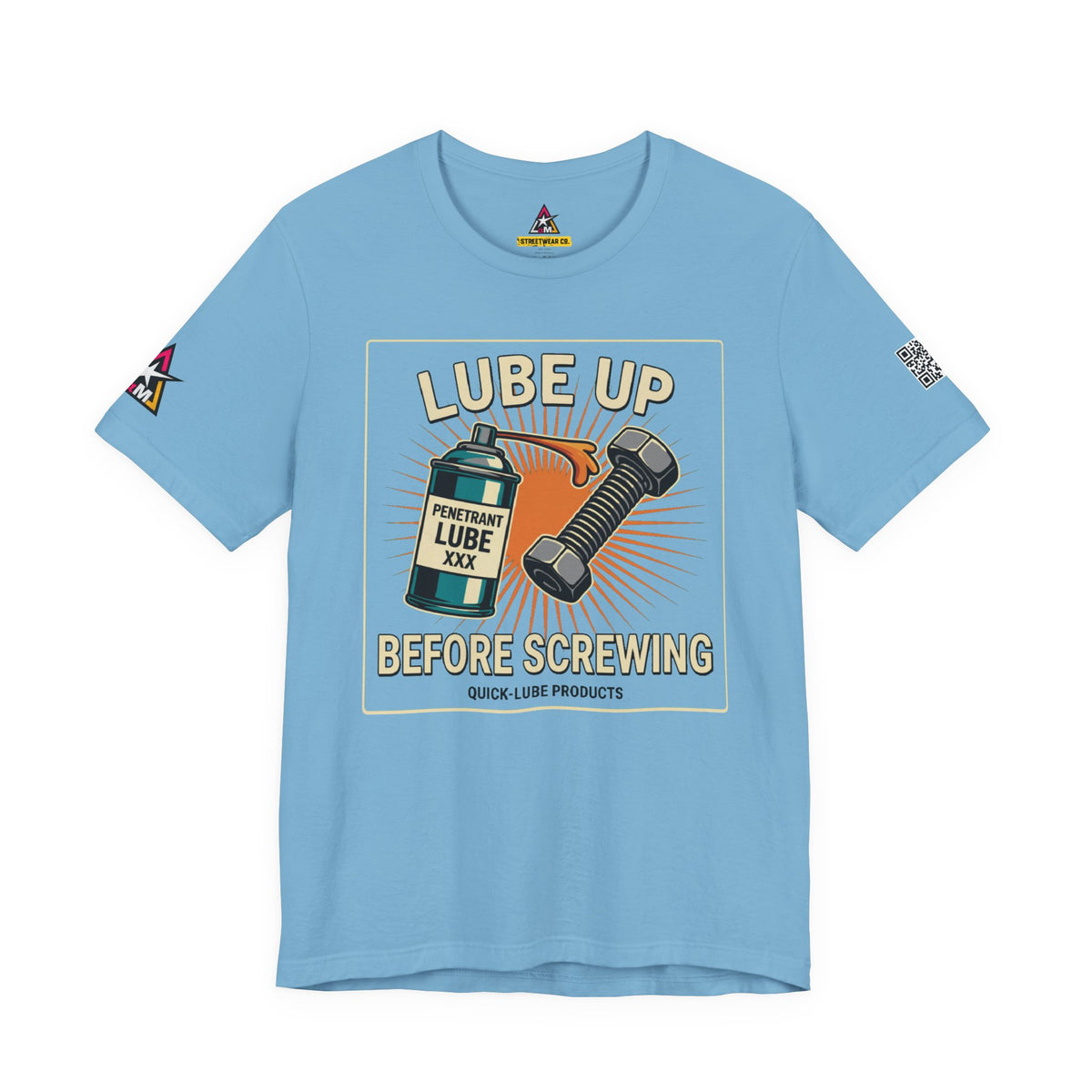 LUBE UP BEFORE SCREWING Graphic T-Shirt | Funny Mechanic Tee | Dirty Garage Humor Shirt | Vintage Automotive Tee