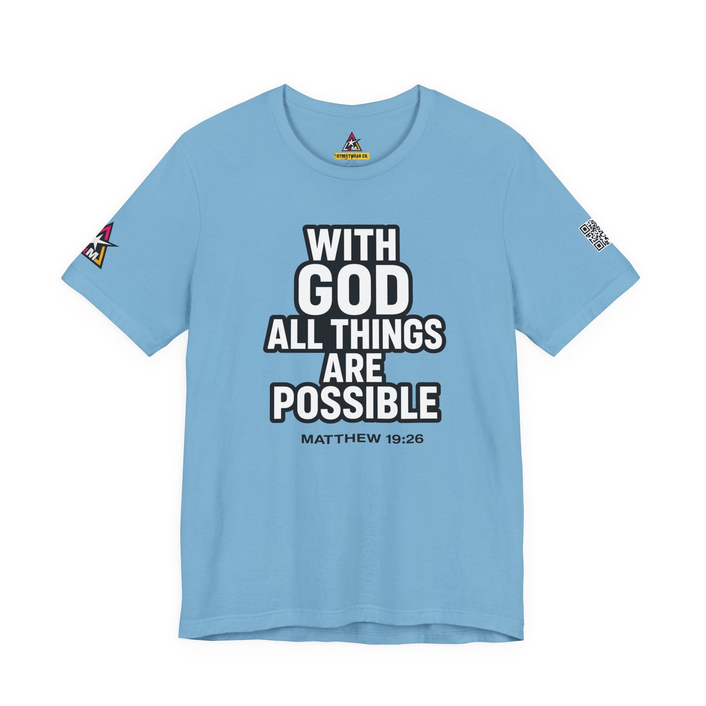 With God All Things Are Possible Graphic T-Shirt | Matthew 19:26 Christian Tee | Faith & Strength Streetwear