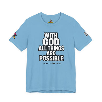 With God All Things Are Possible Graphic T-Shirt | Matthew 19:26 Christian Tee | Faith & Strength Streetwear