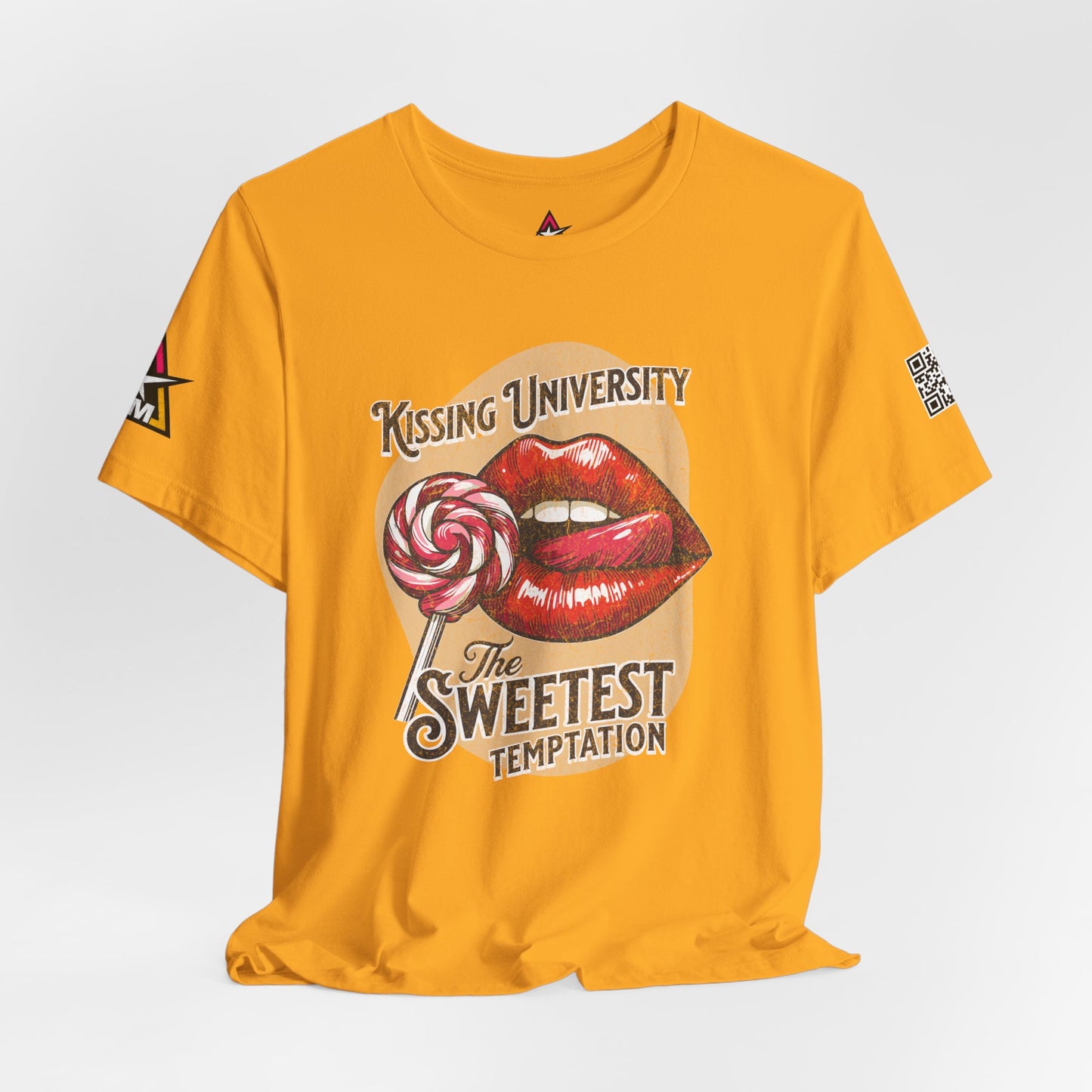 Kissing University Graphic T-Shirt | Sweetest Temptation Tee | Flirty Retro Streetwear Shirt