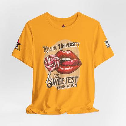 Kissing University Graphic T-Shirt | Sweetest Temptation Tee | Flirty Retro Streetwear Shirt