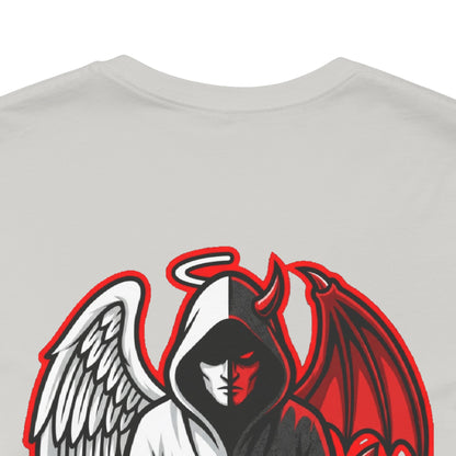 LOOK TWICE Angel & Devil Graphic T-Shirt | Duality Streetwear Tee | Good vs Evil Shirt | Unisex Graphic Tee