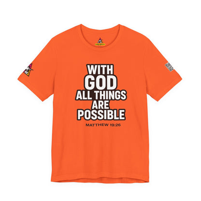 With God All Things Are Possible Graphic T-Shirt | Matthew 19:26 Christian Tee | Faith & Strength Streetwear