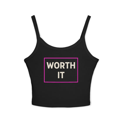 WORTH IT | Funny Dating Graphic Spaghetti Tank | Flirty Confidence Streetwear