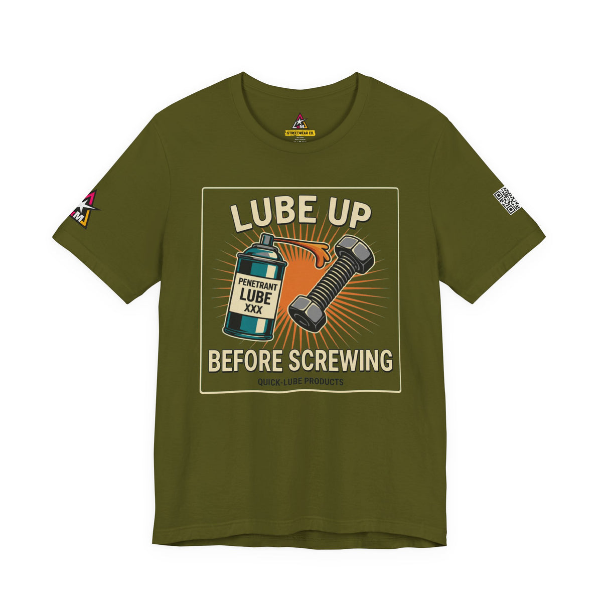 LUBE UP BEFORE SCREWING Graphic T-Shirt | Funny Mechanic Tee | Dirty Garage Humor Shirt | Vintage Automotive Tee