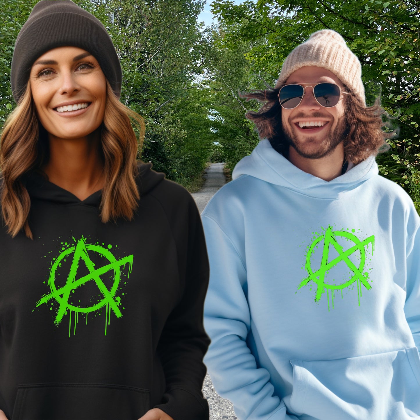 Vibrant Anarchy Symbol Hoodies for Bold Fashion