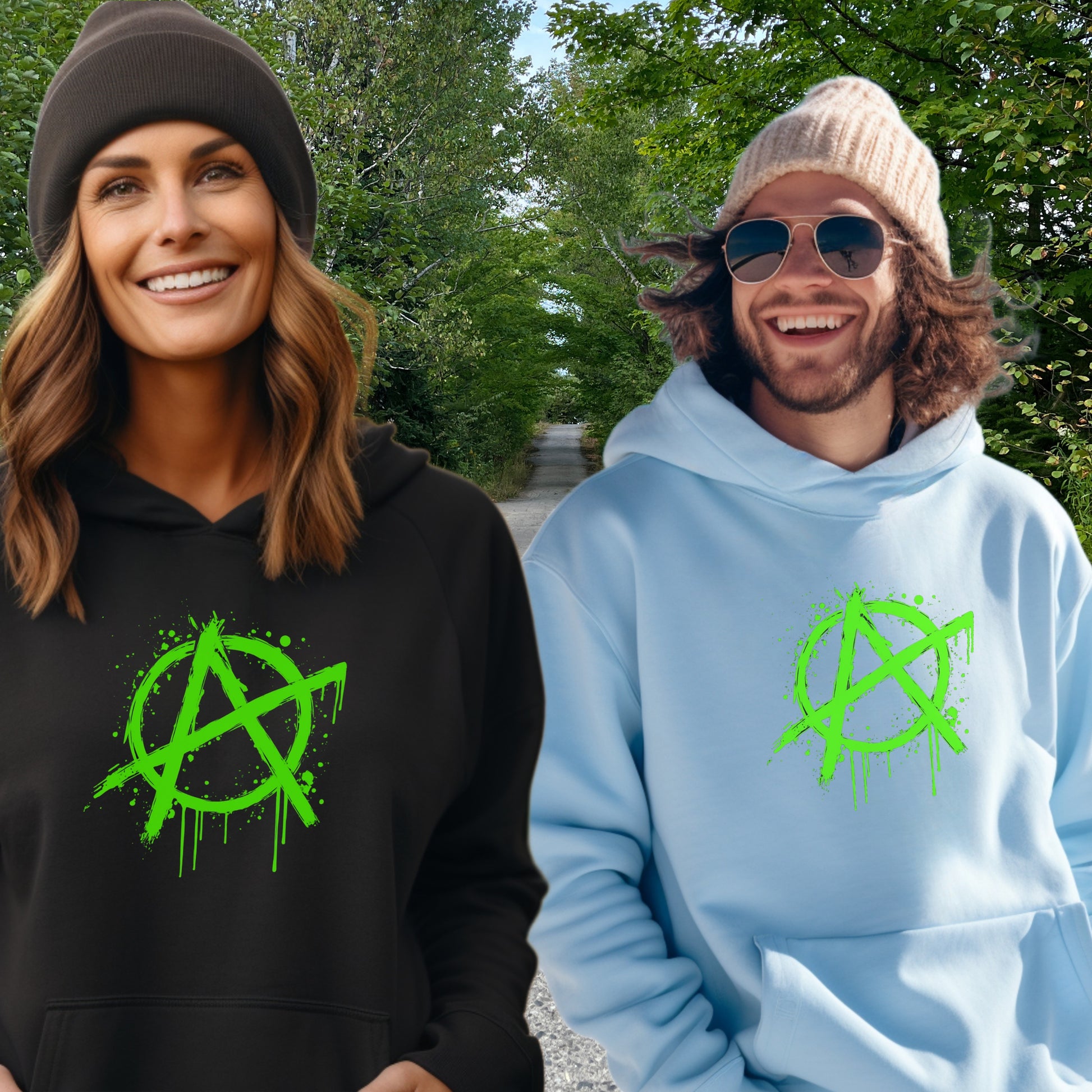 Vibrant Anarchy Symbol Hoodies for Bold Fashion