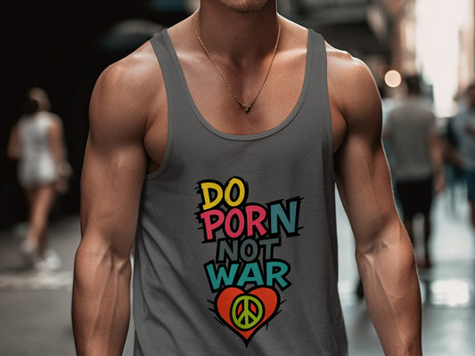 Do Porn Not War Peace Sign Graphic Tank Top product