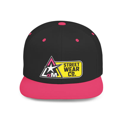 AM Streetwear Co. Embroidered Snapback Hat | Premium Streetwear Cap | Modern Logo Flat Bill Hat | Everyday Lifestyle Cap