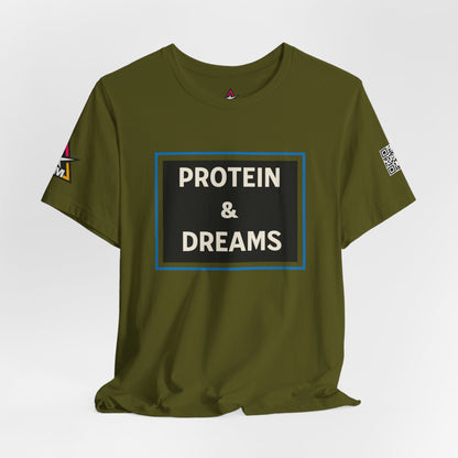 Protein & Dreams Graphic T-Shirt | Fitness Streetwear Tee | Gym Lifestyle Shirt