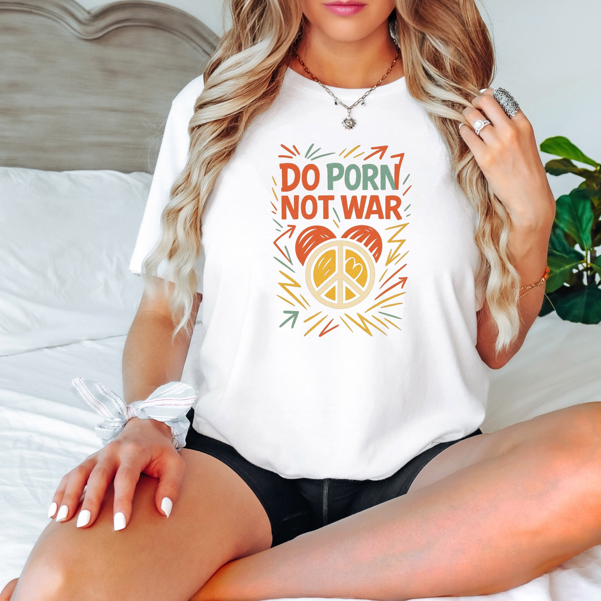 Do Porn Not War Text and Peace Symbol T-shirt product