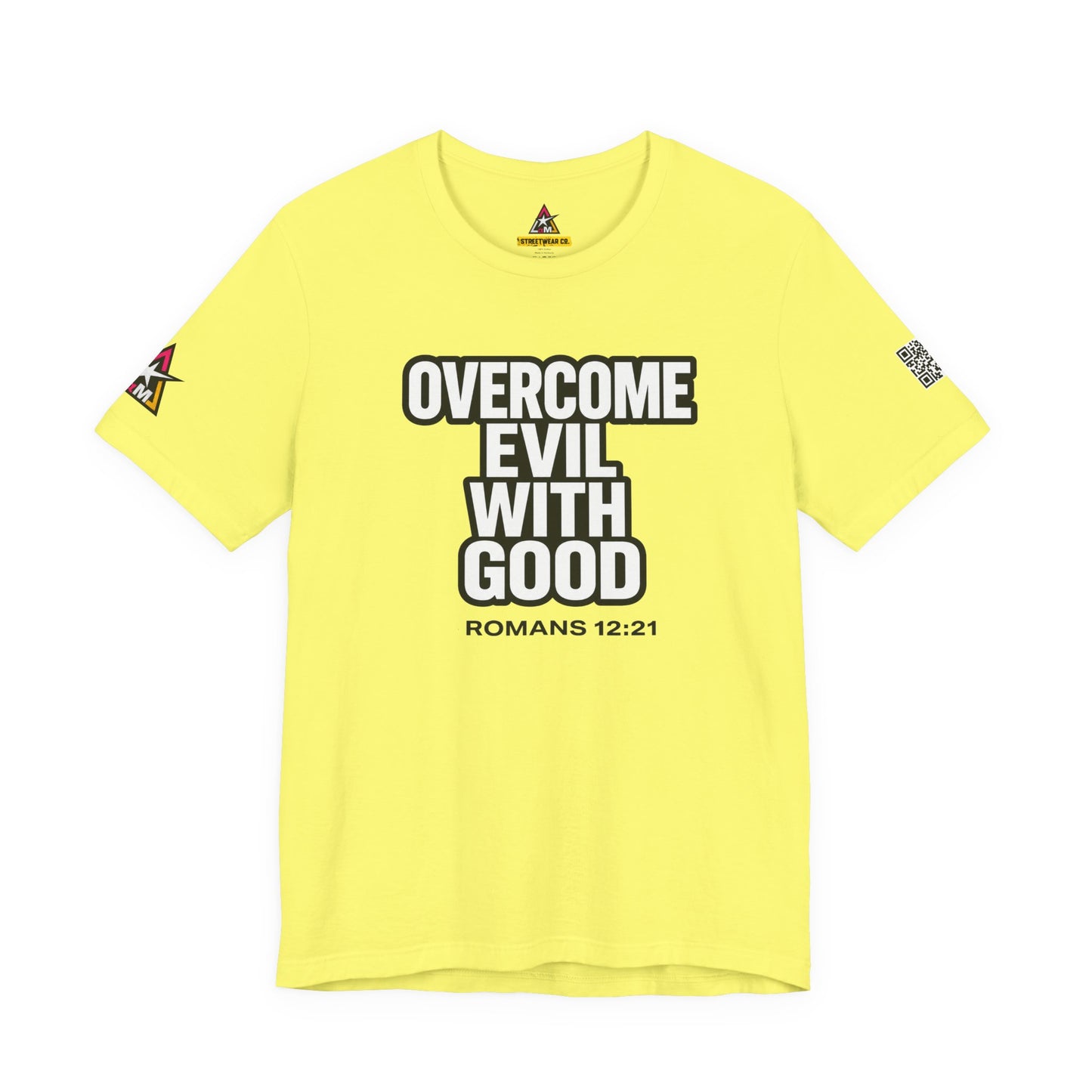 Overcome Evil With Good Graphic T-Shirt | Romans 12:21 Christian Tee | Faith & Strength Streetwear