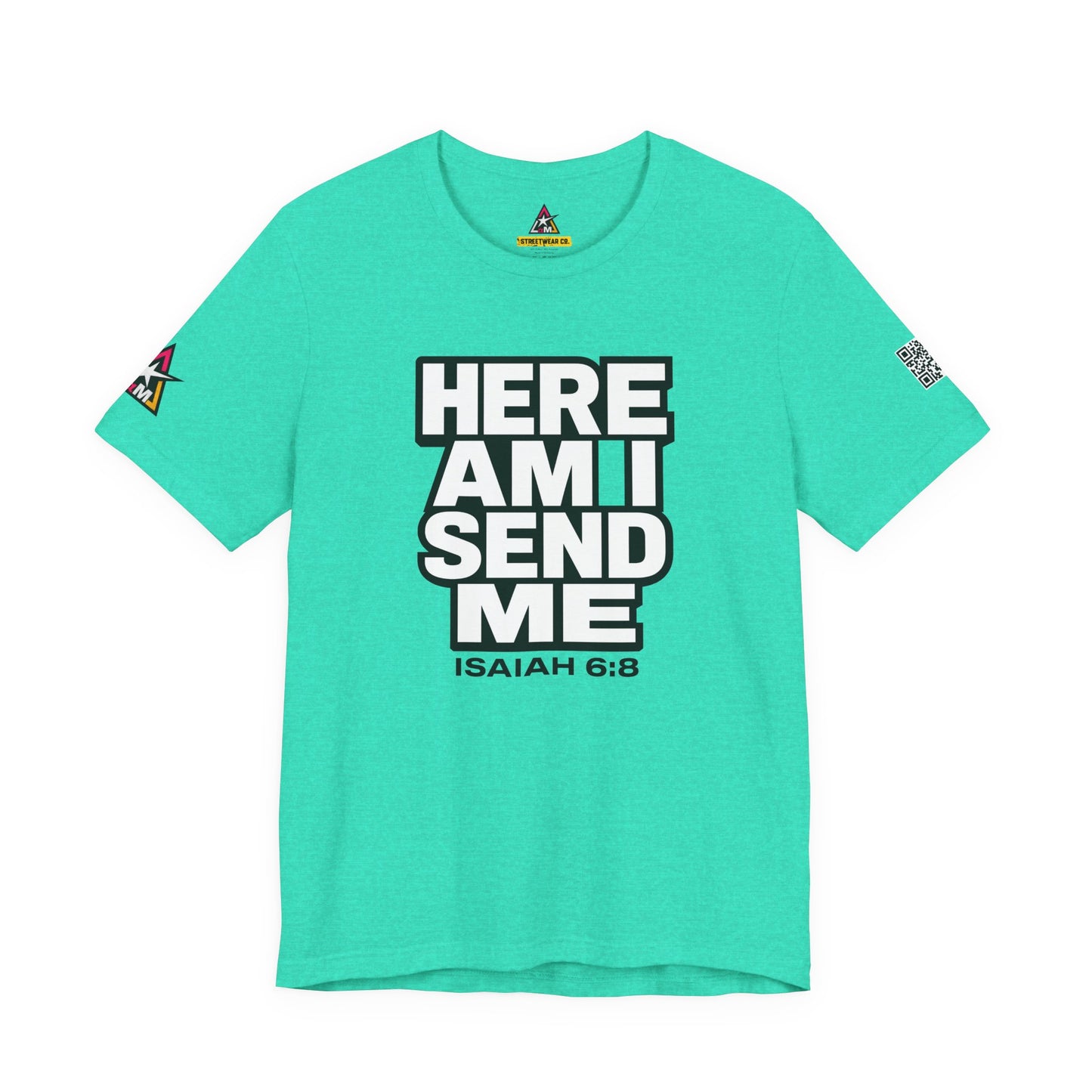 Here Am I, Send Me Graphic T-Shirt | Isaiah 6:8 Christian Tee | Faith Statement Shirt