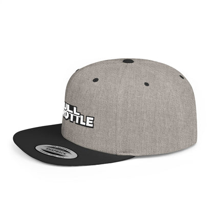 FULL THROTTLE Embroidered Flat Bill Snapback Cap | Bold Motorsport Hat | Streetwear Baseball Cap