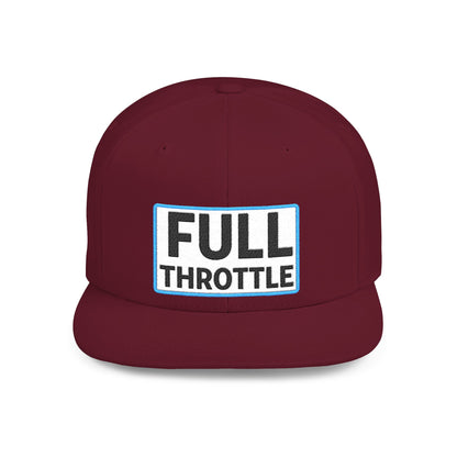 FULL THROTTLE Embroidered Flat Bill Snapback Cap | Bold Motorsport Hat | Streetwear Baseball Cap