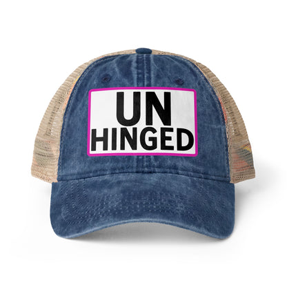 UNHINGED Embroidered Washed Mesh-Back Cap | Funny Ponytail Baseball Hat | Casual Women's Cap