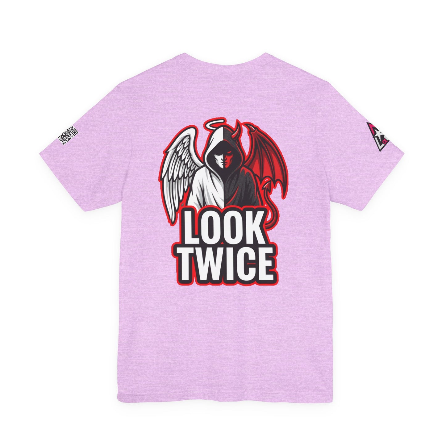 LOOK TWICE Angel & Devil Graphic T-Shirt | Duality Streetwear Tee | Good vs Evil Shirt | Unisex Graphic Tee