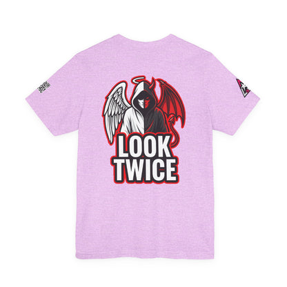 LOOK TWICE Angel & Devil Graphic T-Shirt | Duality Streetwear Tee | Good vs Evil Shirt | Unisex Graphic Tee