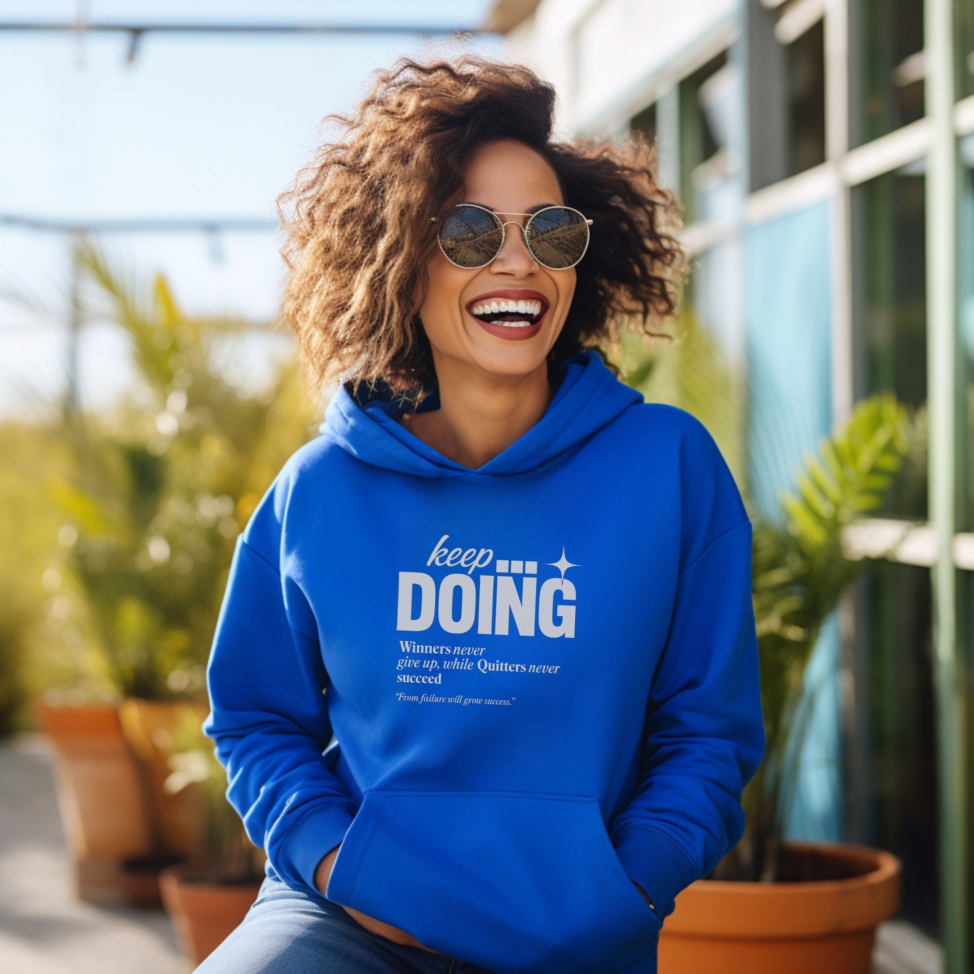 Keep Doing Winners Never Give Up Graphic Hoodie