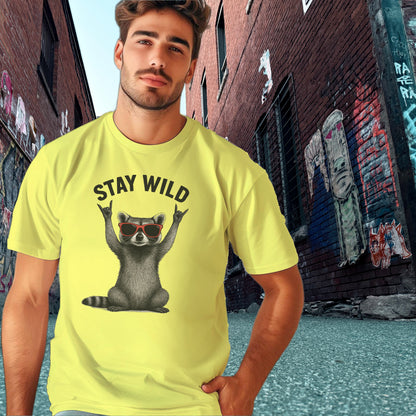 Stay Wild Graphic Raccoon with Sunglasses T-shirt