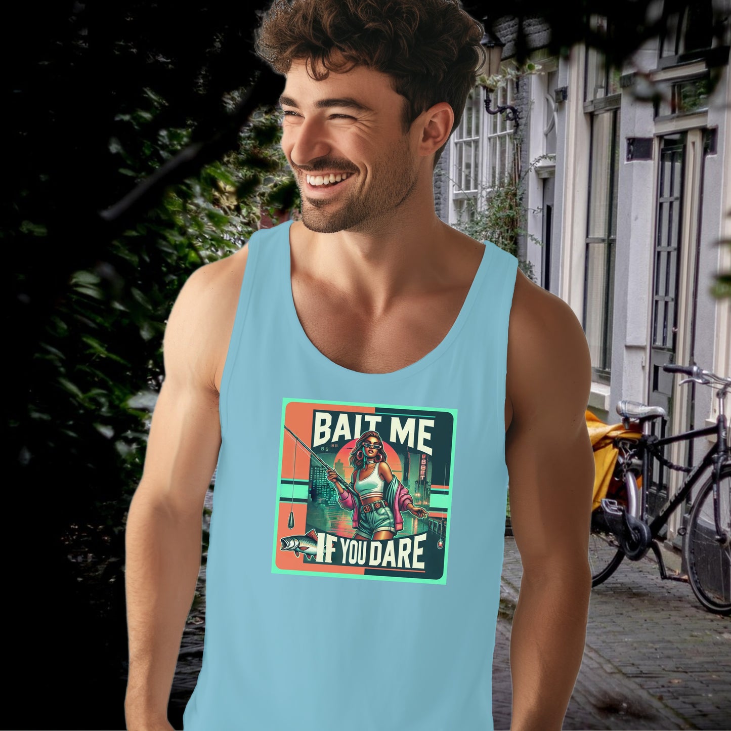 Bait Me If You Dare Graphic Blue Tank Top product