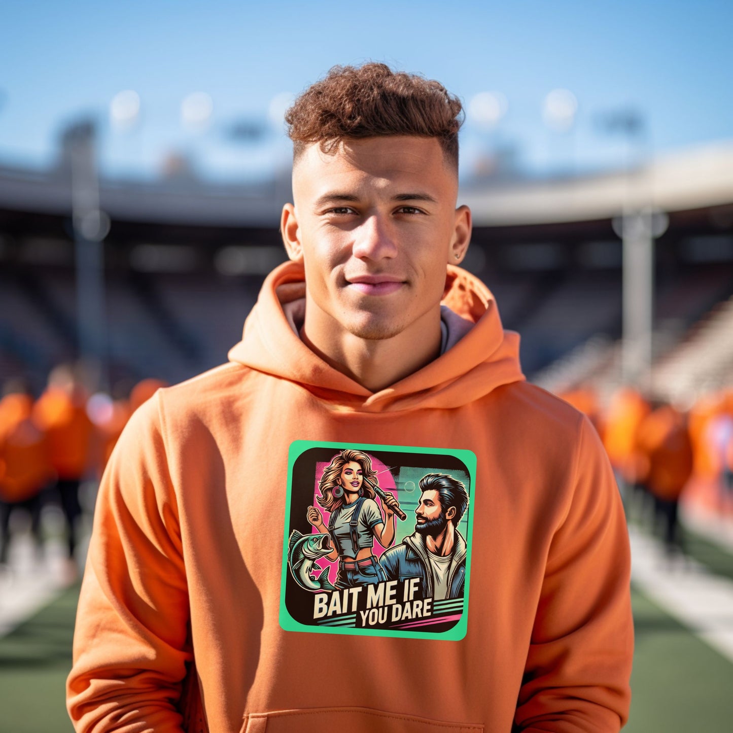 Bait Me If You Dare Design on Orange Hoodie product