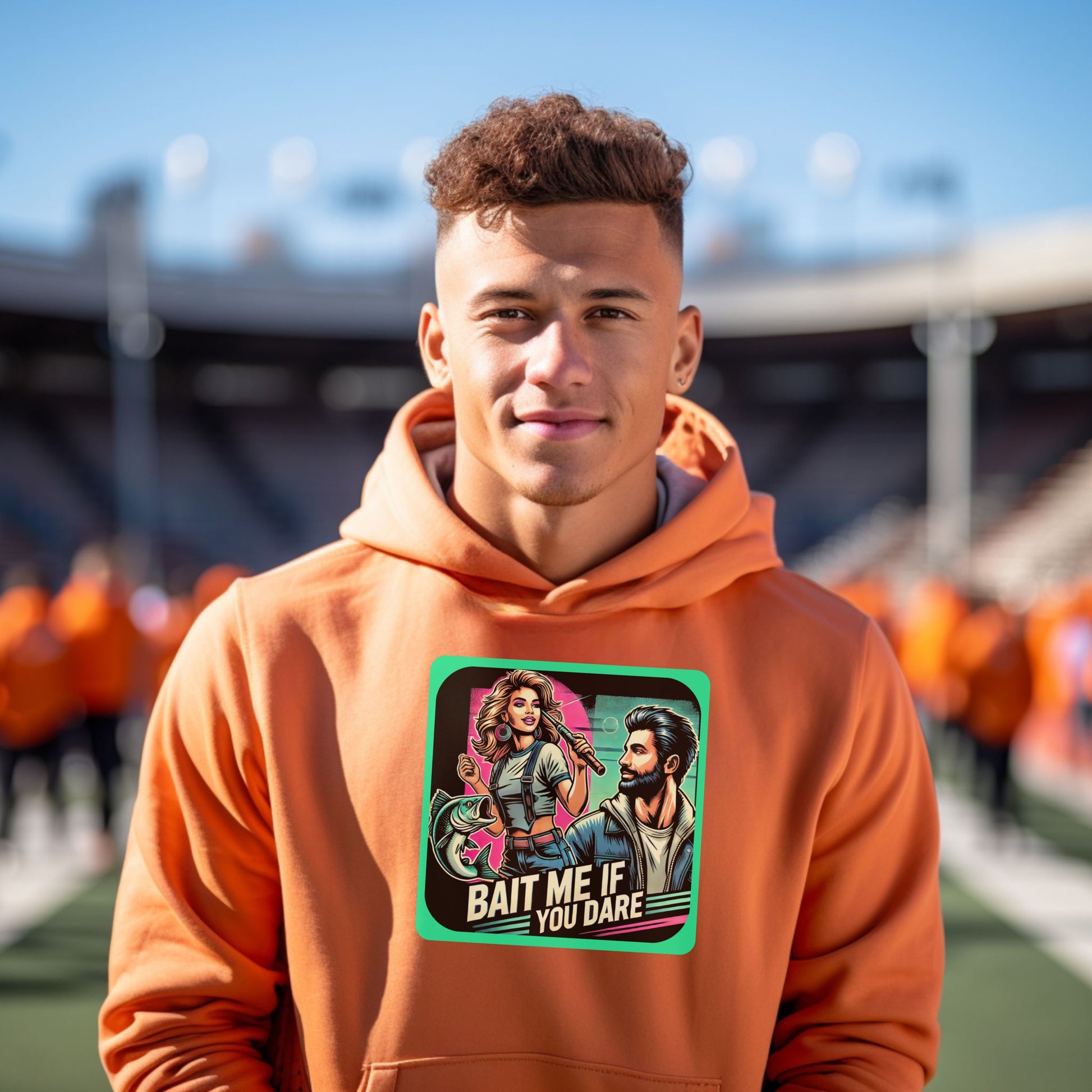 Bait Me If You Dare Design on Orange Hoodie product