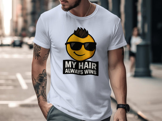 My Hair Always Wins Smiley Face T-Shirt product