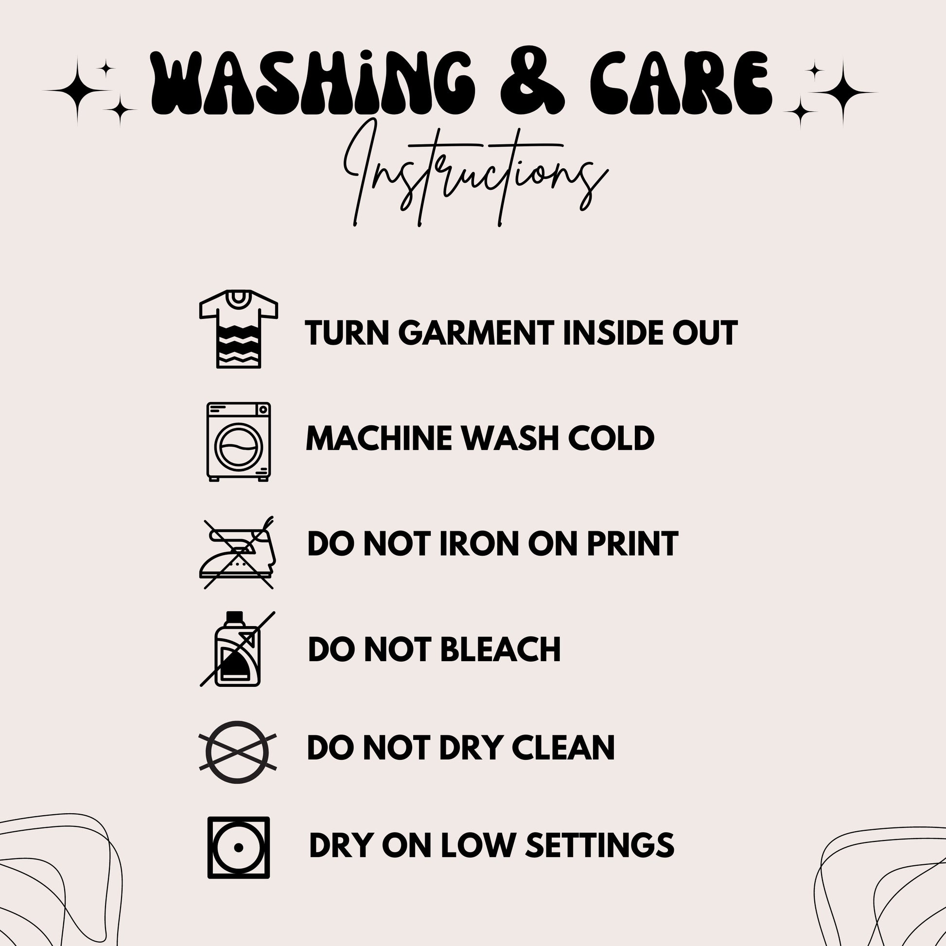 Washing and Care Instructions Guide product