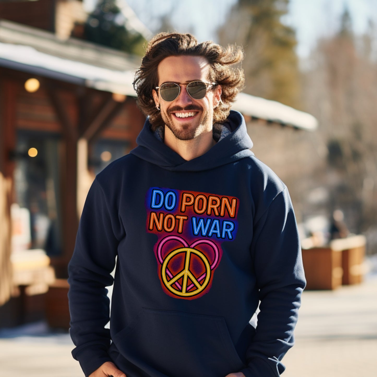 Graphic Hoodie With Do Porn Not War Text Design product type