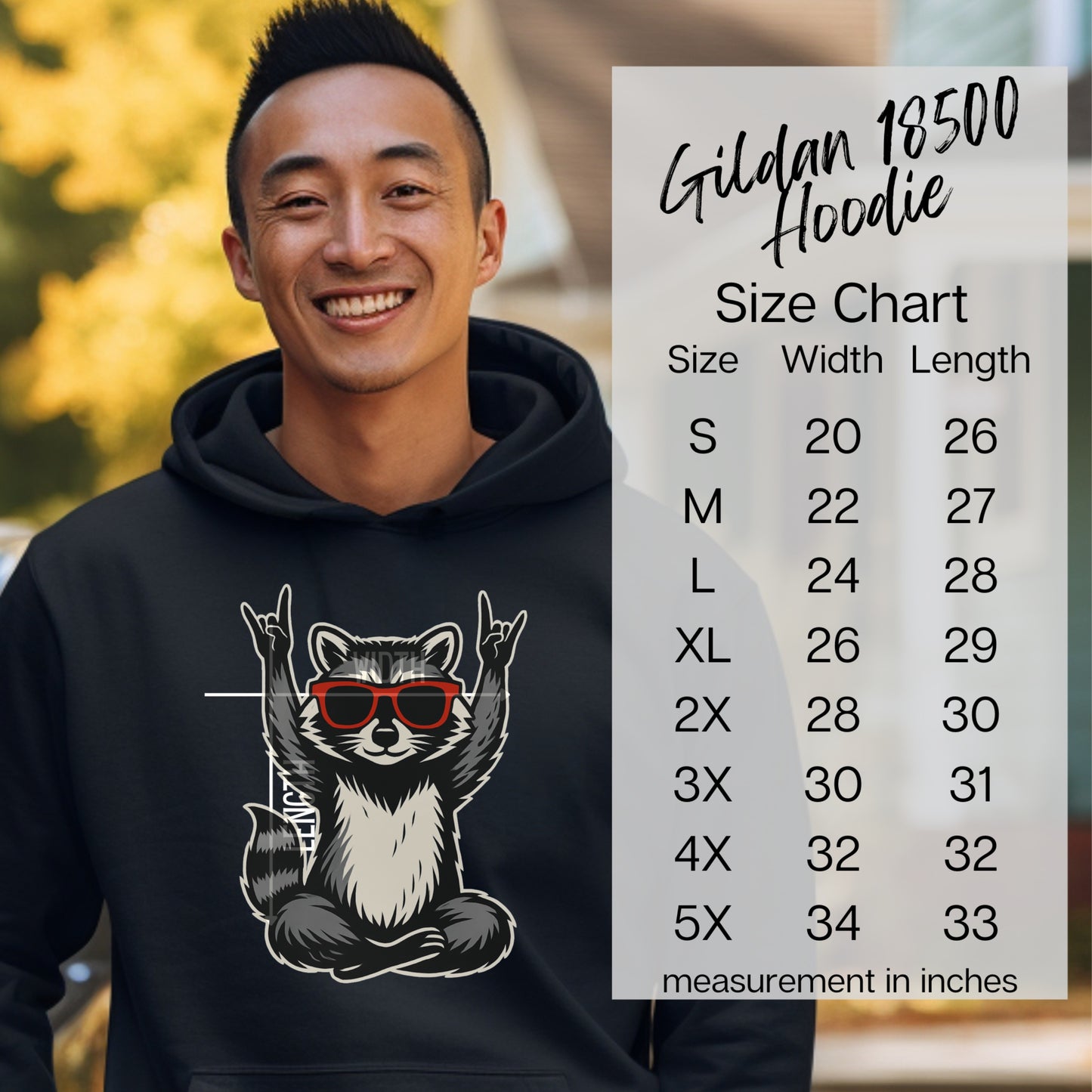 Stylish Raccoon Graphic Design Black Hoodie